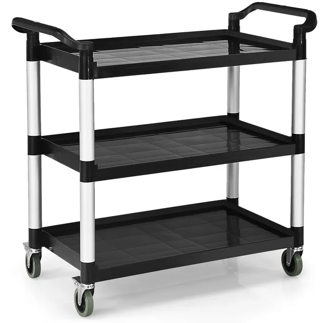 komfotteu-servierwagen-3-ebenen-mit-r-dern-103x49x98cm-schwarz image 1