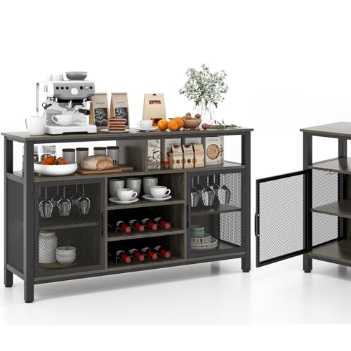komfotteu-sideboard-k-chenschrank-100x40x78-cm-grau-mit-flaschen-glashalter image 8