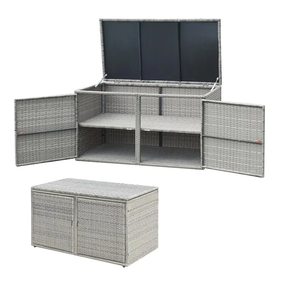 komfotteu-rattan-auflagenbox-aufbewahrungstruhe-g-rtnerschrank-2-st-ckig-grau image 1