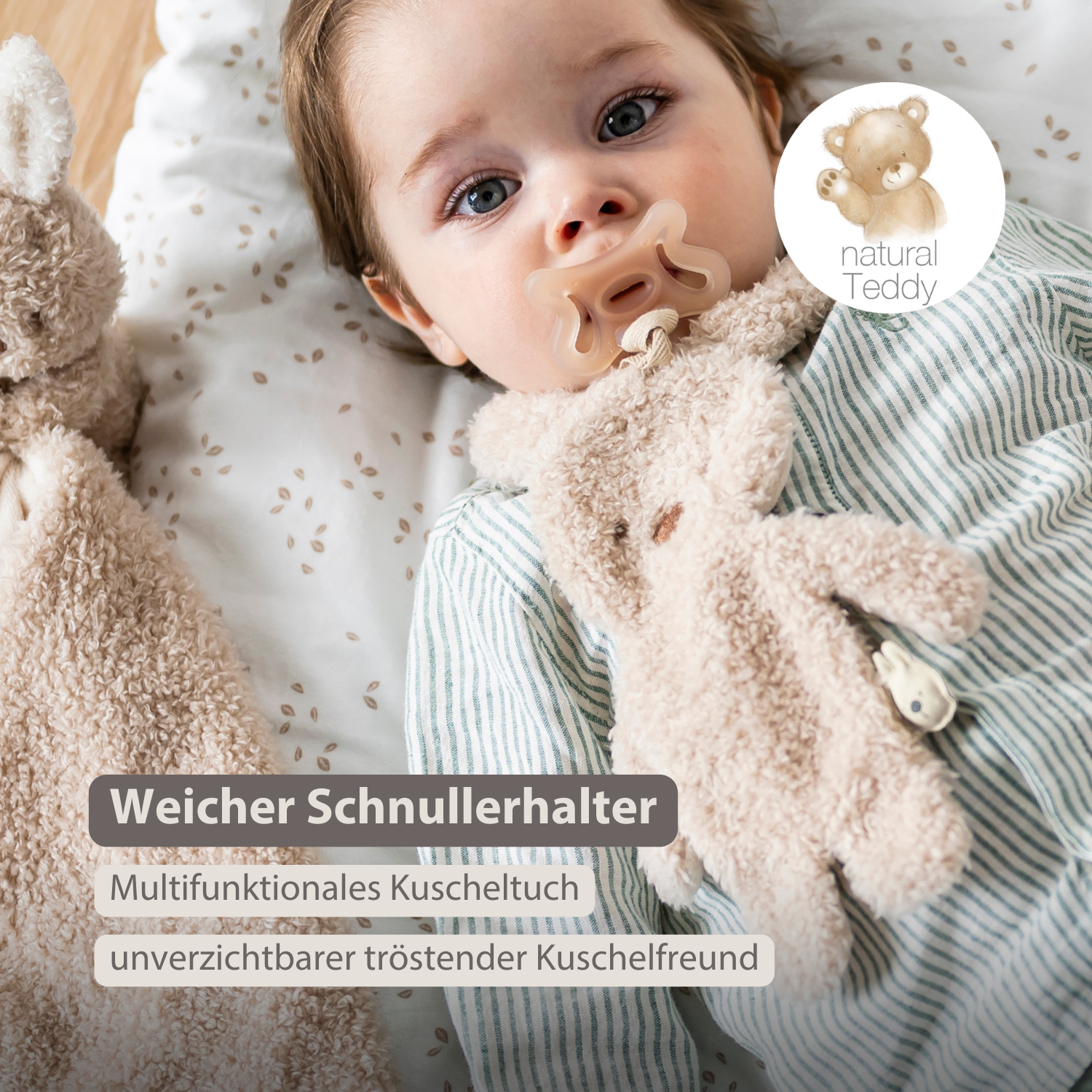 nattou-teddy-schnullertuch-kaninchen-26-cm-beige-mit-schnullerhalter image 2