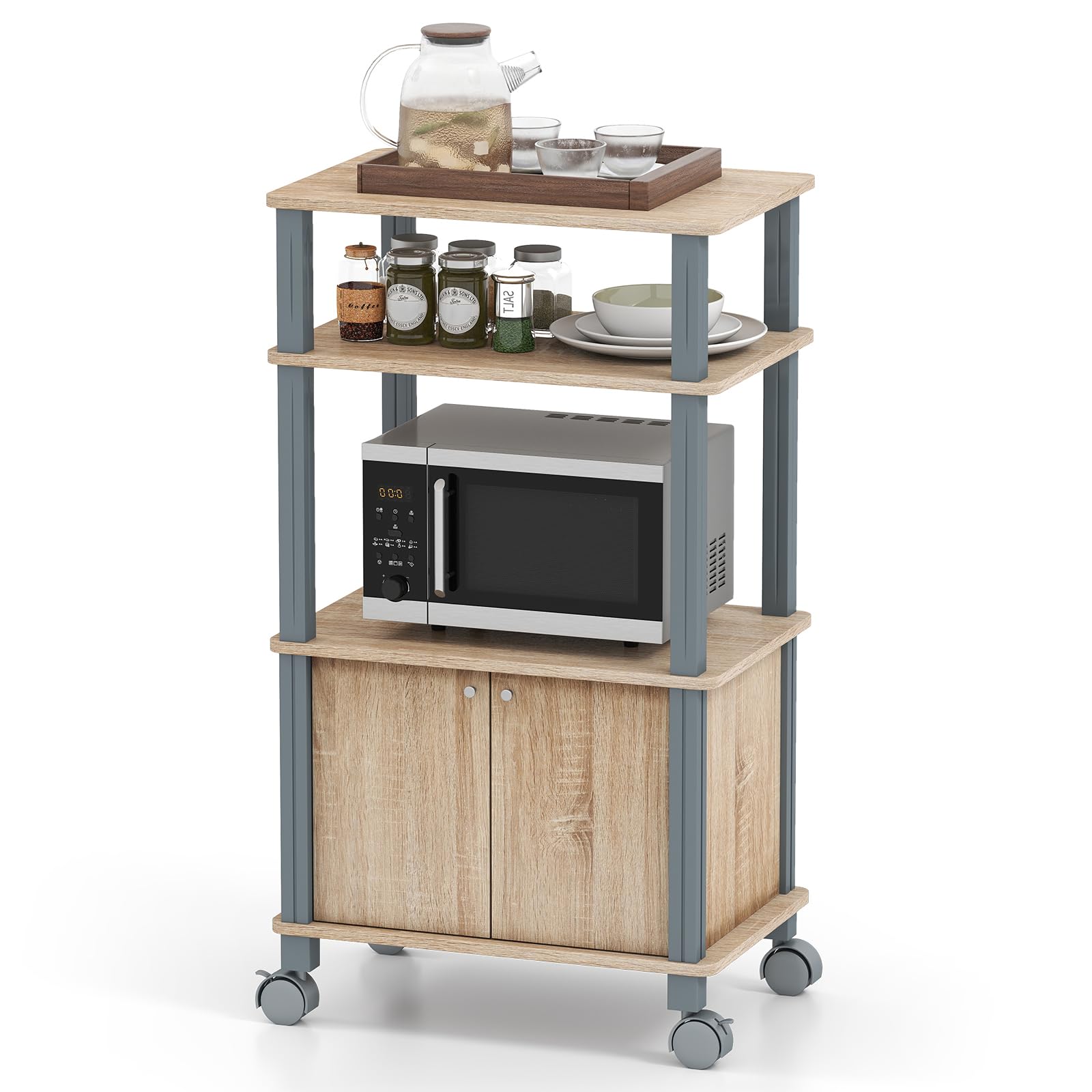 komfotteu-k-chenwagen-mit-3-ebenen-schrank-mit-t-r-und-rollen-60-x-40-x-98-cm-sc image 8