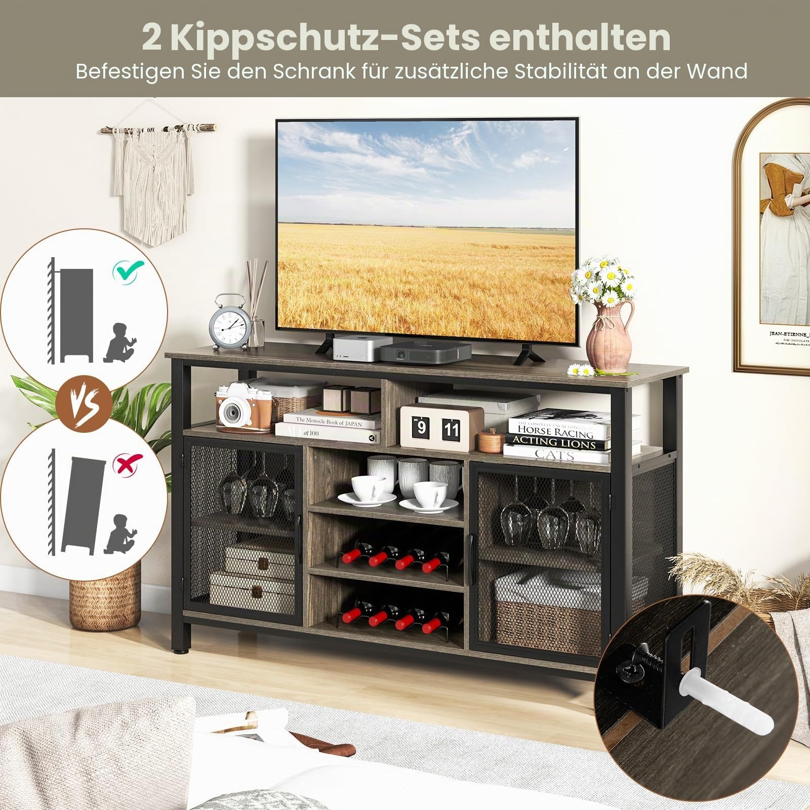 komfotteu-sideboard-k-chenschrank-100x40x78-cm-grau-mit-flaschen-glashalter image 6