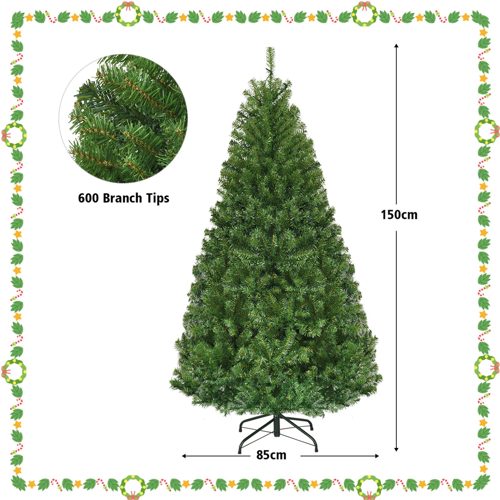 komfotteu-k-nstlicher-weihnachtsbaum-150-cm-mit-led-beleuchtung image 5