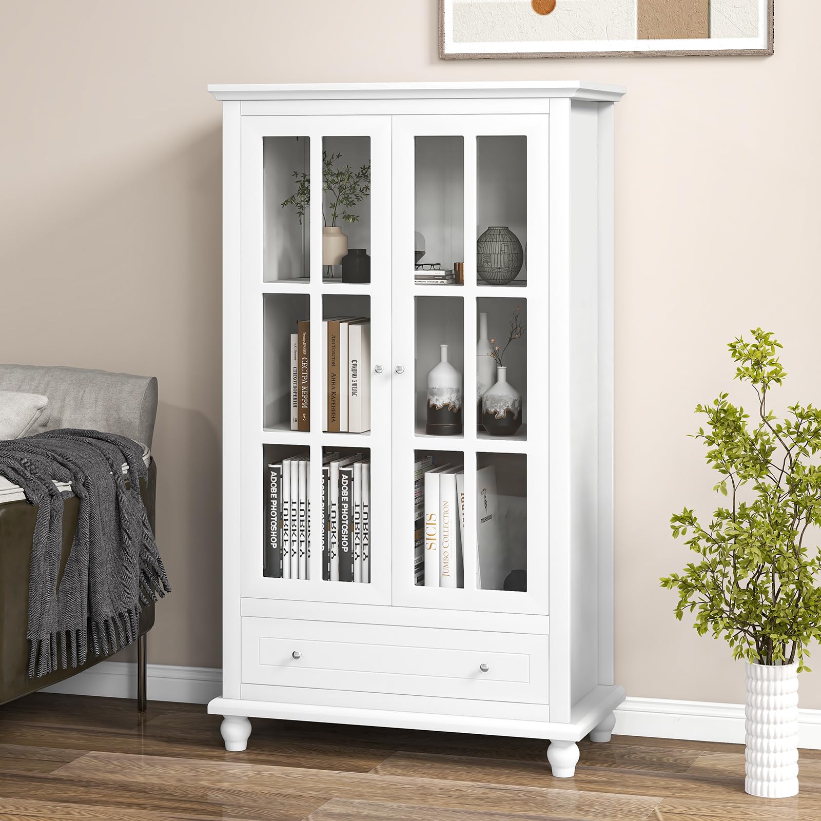 komfotteu-b-cherschrank-4-stufiger-vitrinenschrank-mit-t-ren-und-schublade image 6