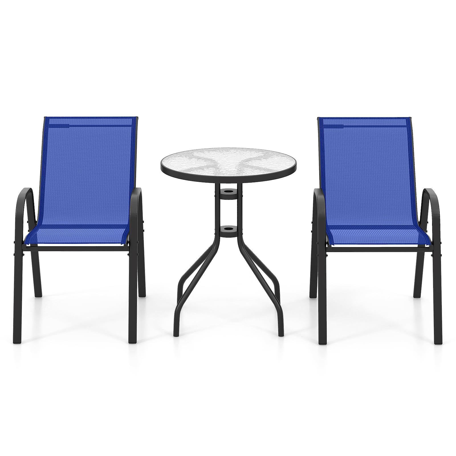 komfotteu-3-tlg-bistro-set-gartentisch-mit-schirmloch-2-klappst-hle-schwarz image 8