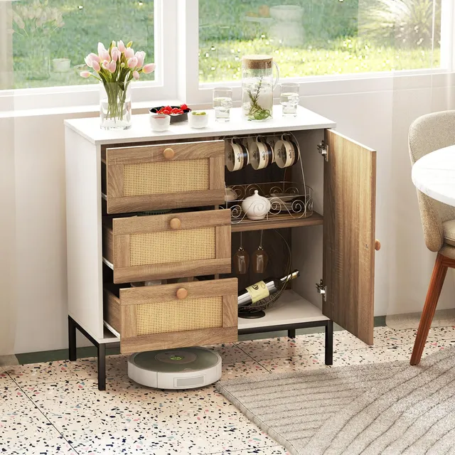 komfotteu-sideboard-rattan-80x35x80-5-cm-mit-schubladen image 1