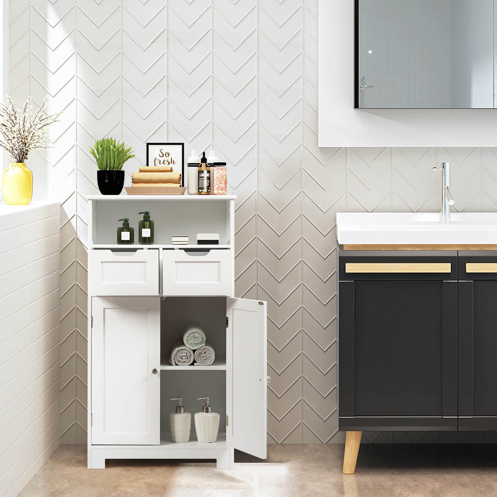 komfotteu-badezimmerschrank-standschrank-60x30x109cm-wei-2-schubladen image 8