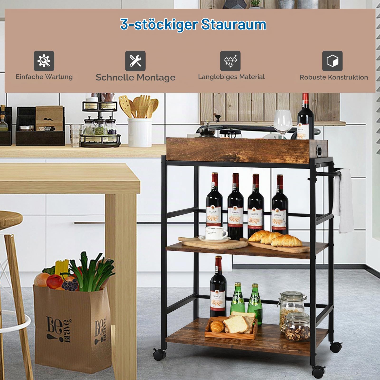 komfotteu-servierwagen-industrial-72-5x40x93cm-mit-tablett-3-ablagen image 5