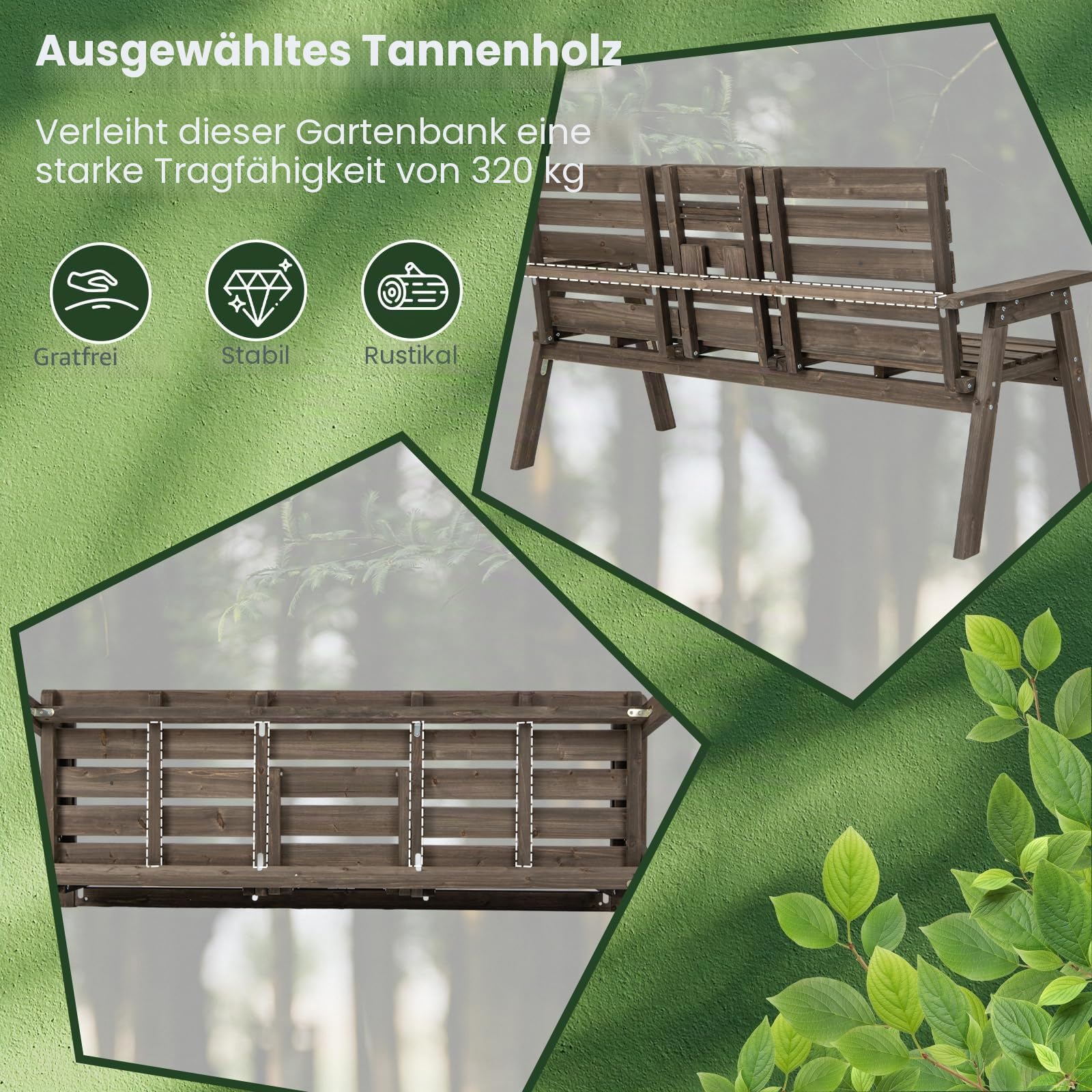 komfotteu-gartenbank-aus-tannenholz-mit-klapptisch-kaffee image 5