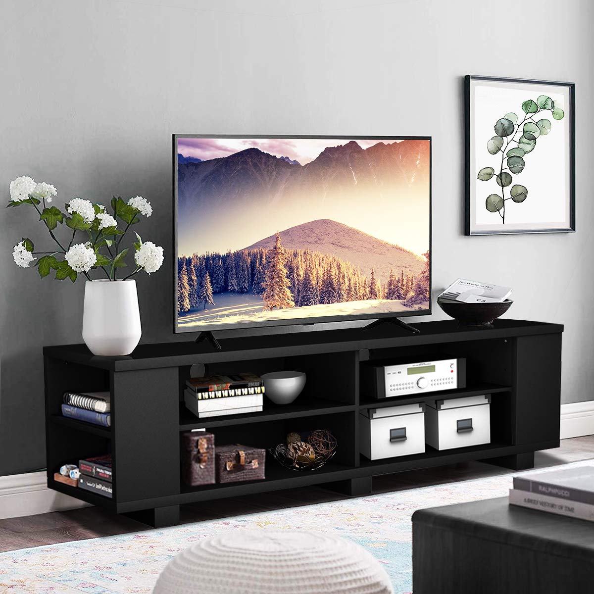 komfotteu-tv-schrank-bis-65-zoll-lowboard-150x39x45-cm-schwarz-mit-4-f-chern image 2