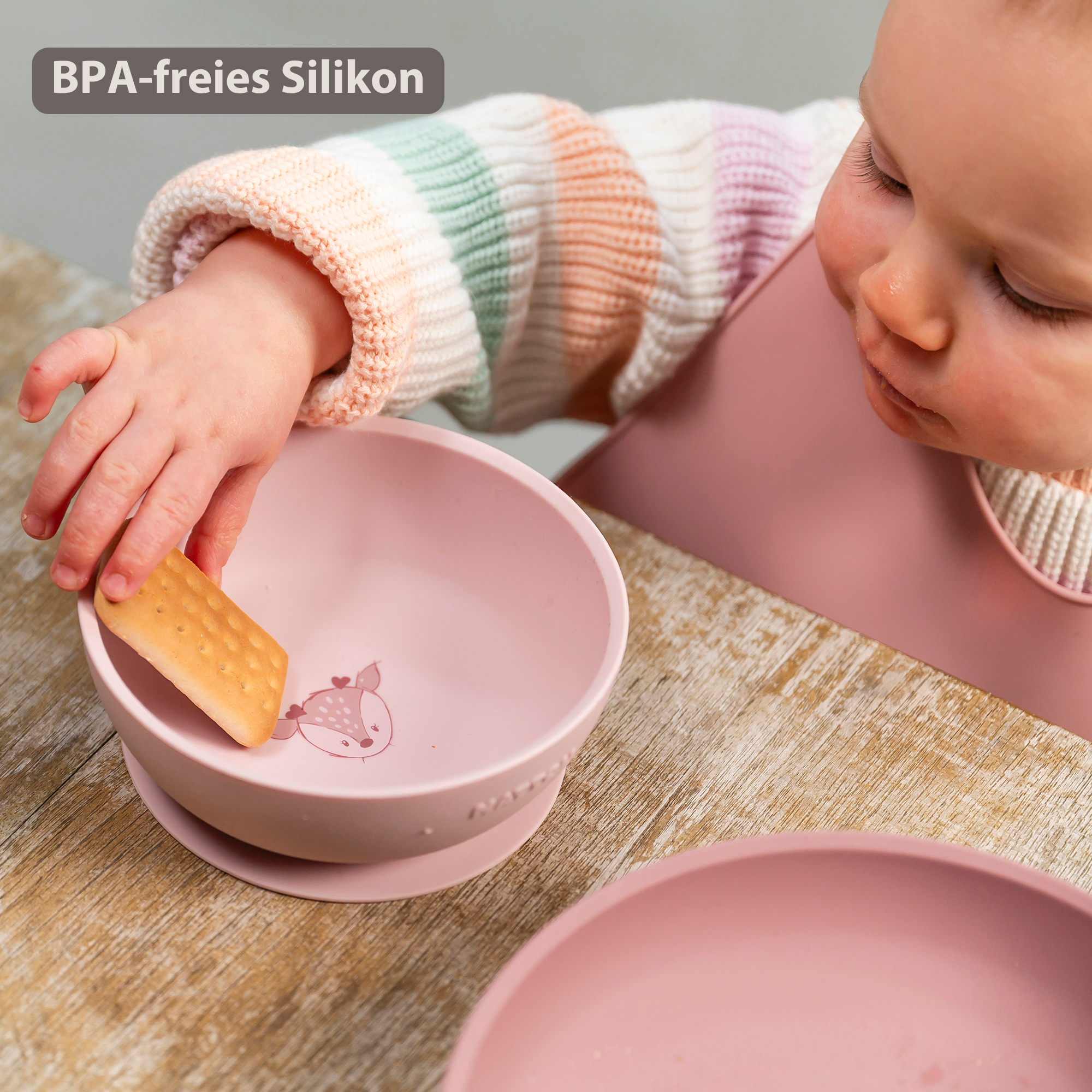nattou-mealtime-silikon-geschirrset-4-teilig-rosa image 4