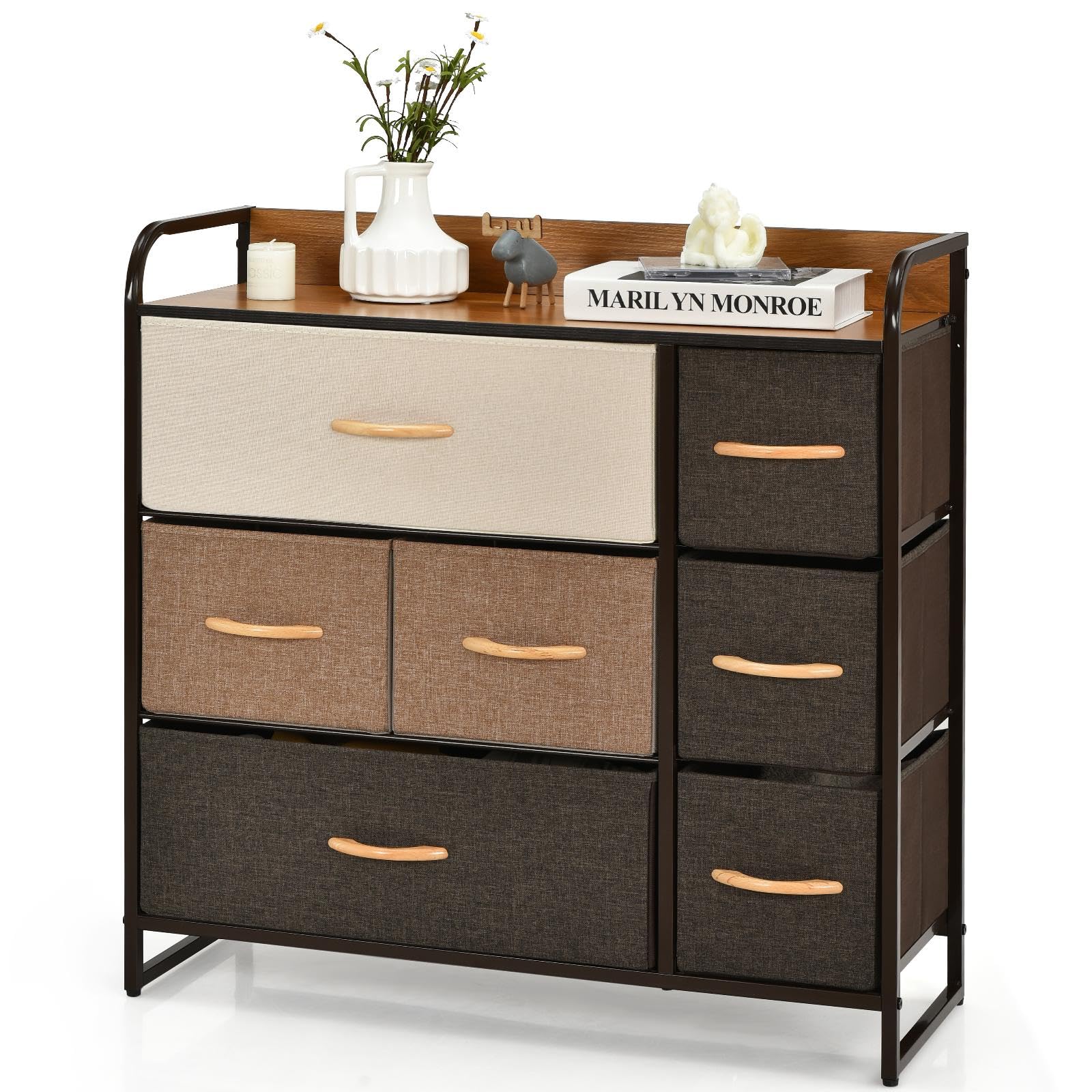 komfotteu-kommode-mit-7-stoffschubladen-80-x-29-x-79-cm image 1