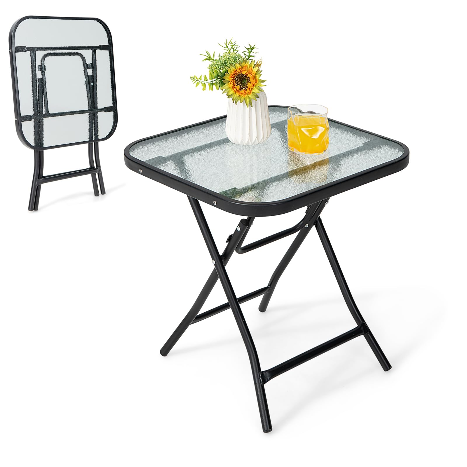 komfotteu-gartentisch-quadratisch-46-5-cm-bistrotisch-klappbar-mit-glasplatte image 1