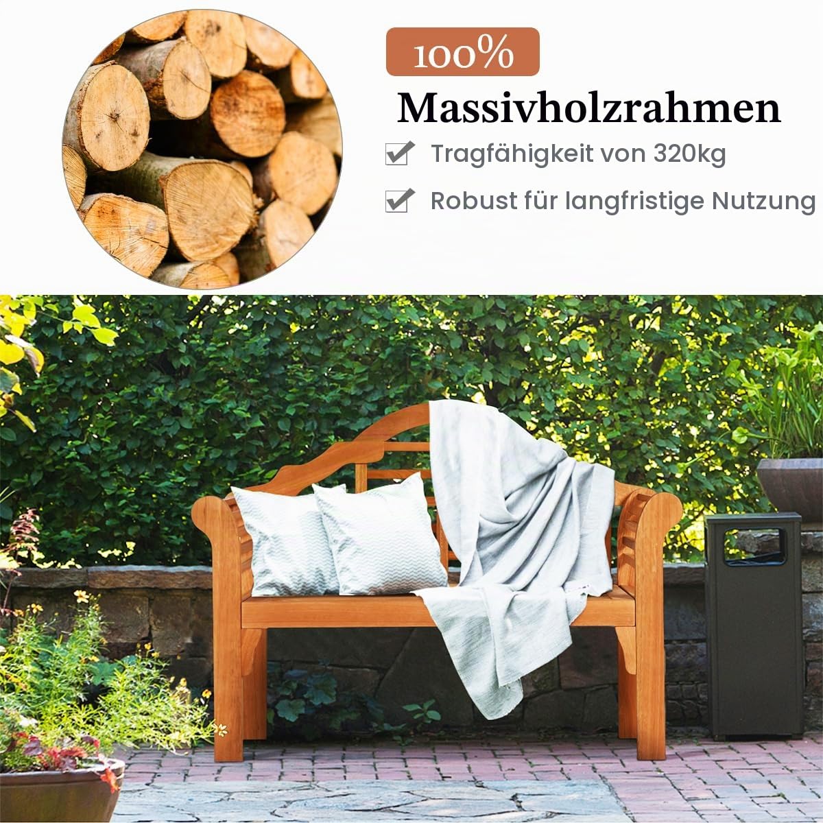 komfotteu-2-sitzer-gartenbank-klappbar-eukalyptus-123-cm-bis-360-kg image 6