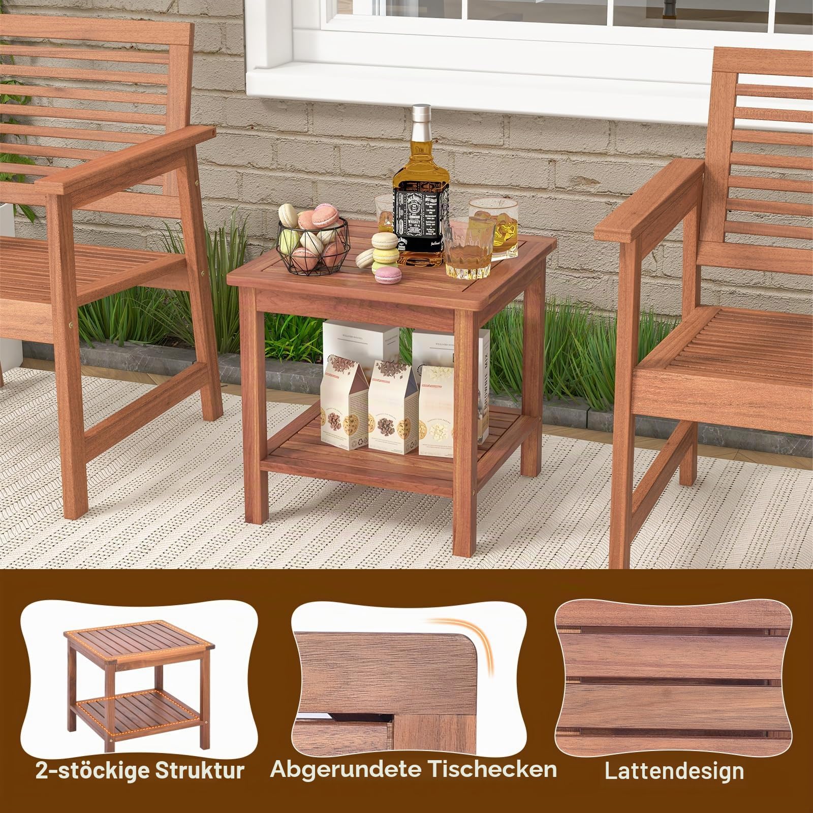 komfotteu-gartentisch-rechteckig-akazienholz-beistelltisch-2-ebenen image 5