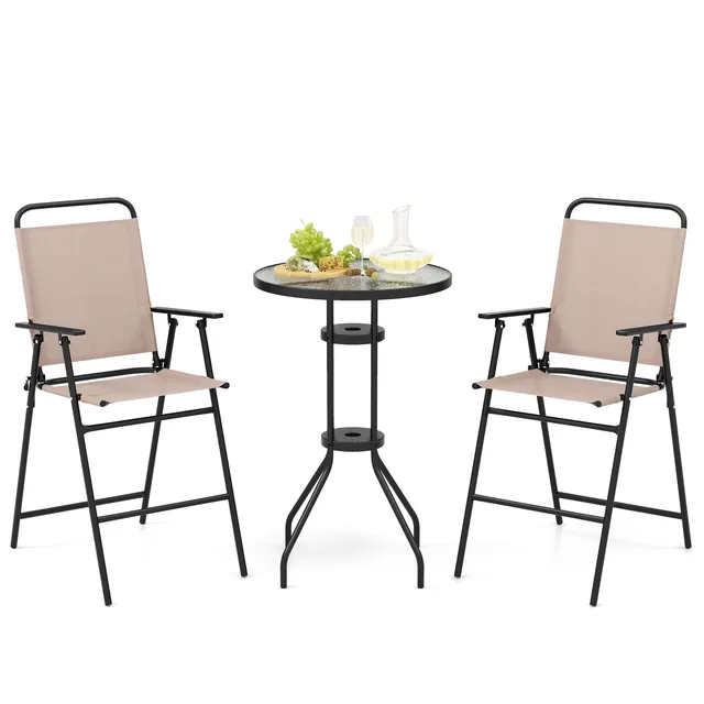 komfotteu-3-teiliges-bistroset-beige-bistrotisch-mit-schirmloch-2-klappst-hle image 1