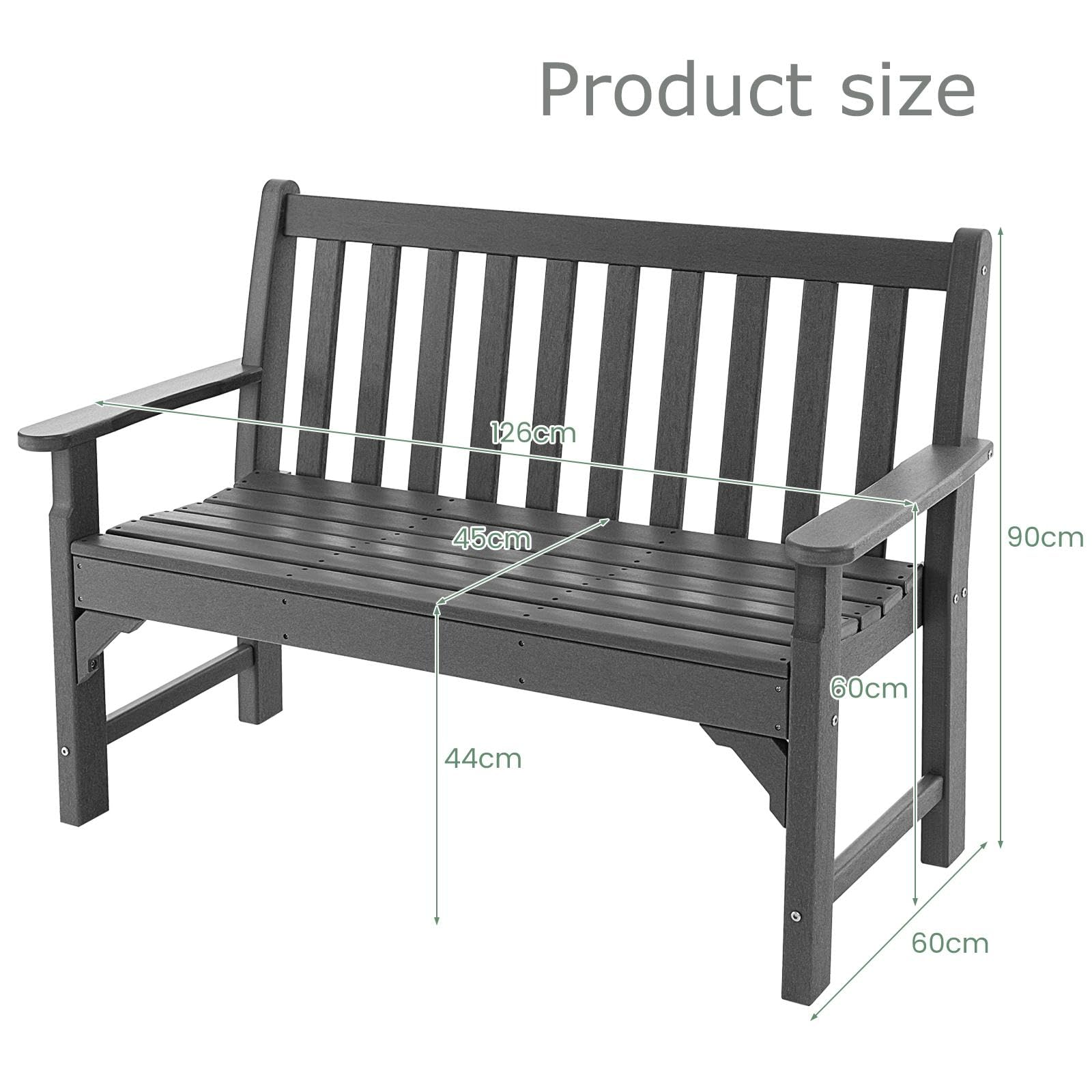 komfotteu-gartenbank-hdpe-2-sitzer-grau-wetterfeste-parkbank-126-x-60-x-90-cm-bi image 3