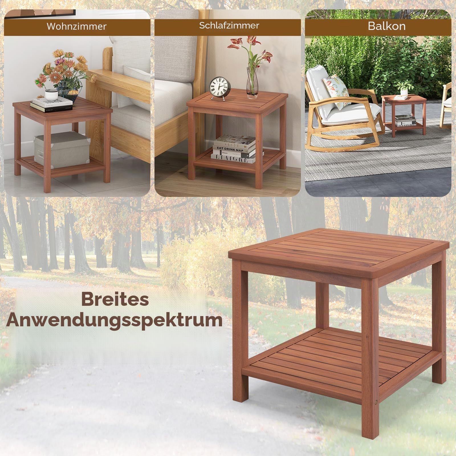 komfotteu-gartentisch-rechteckig-akazienholz-beistelltisch-2-ebenen image 4