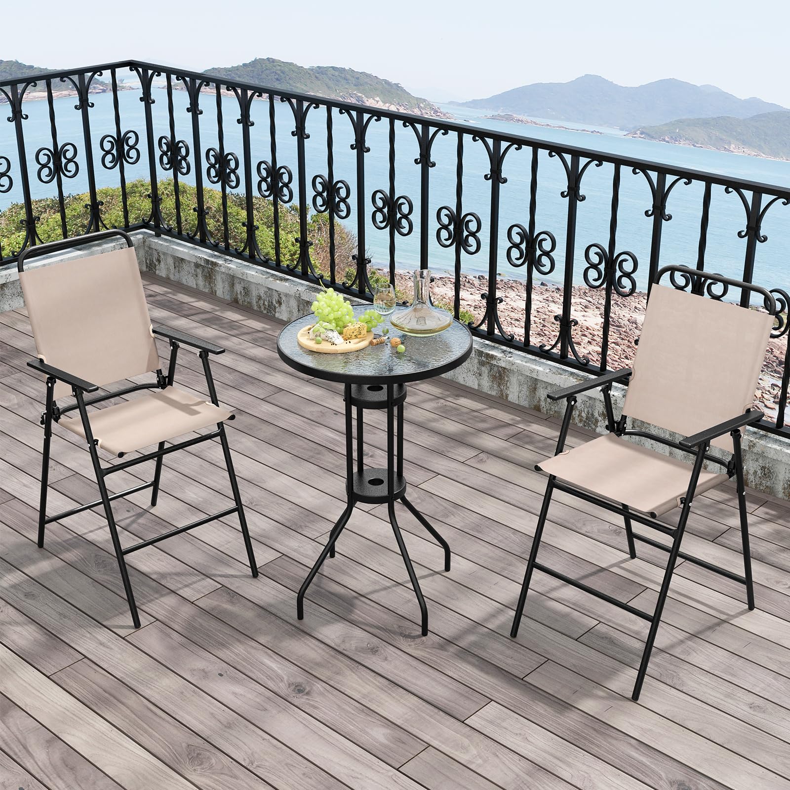 komfotteu-3-teiliges-bistroset-beige-bistrotisch-mit-schirmloch-2-klappst-hle image 8