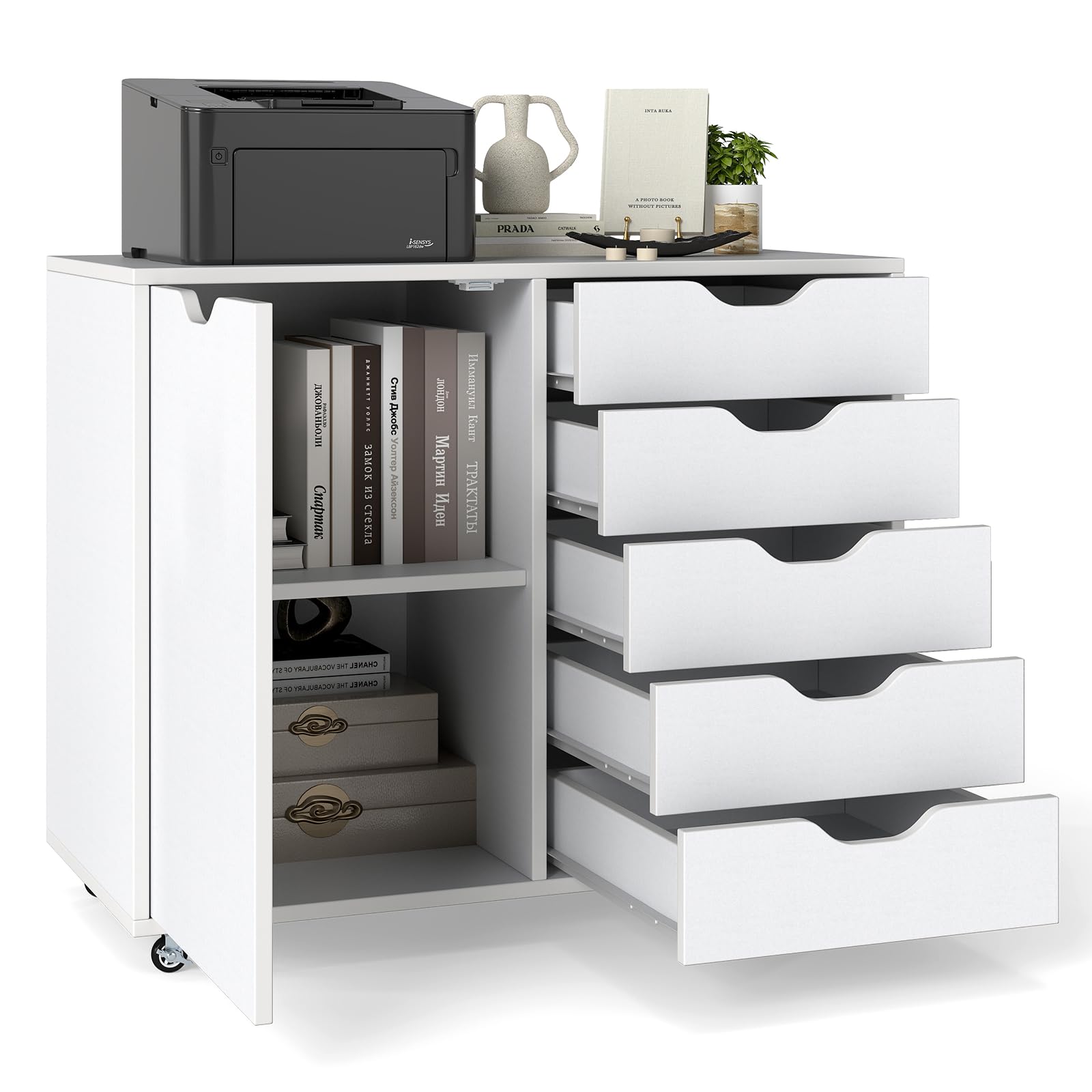 komfotteu-aktenschrank-mit-rollen-5-schubladen-79x39x65-cm-wei image 1