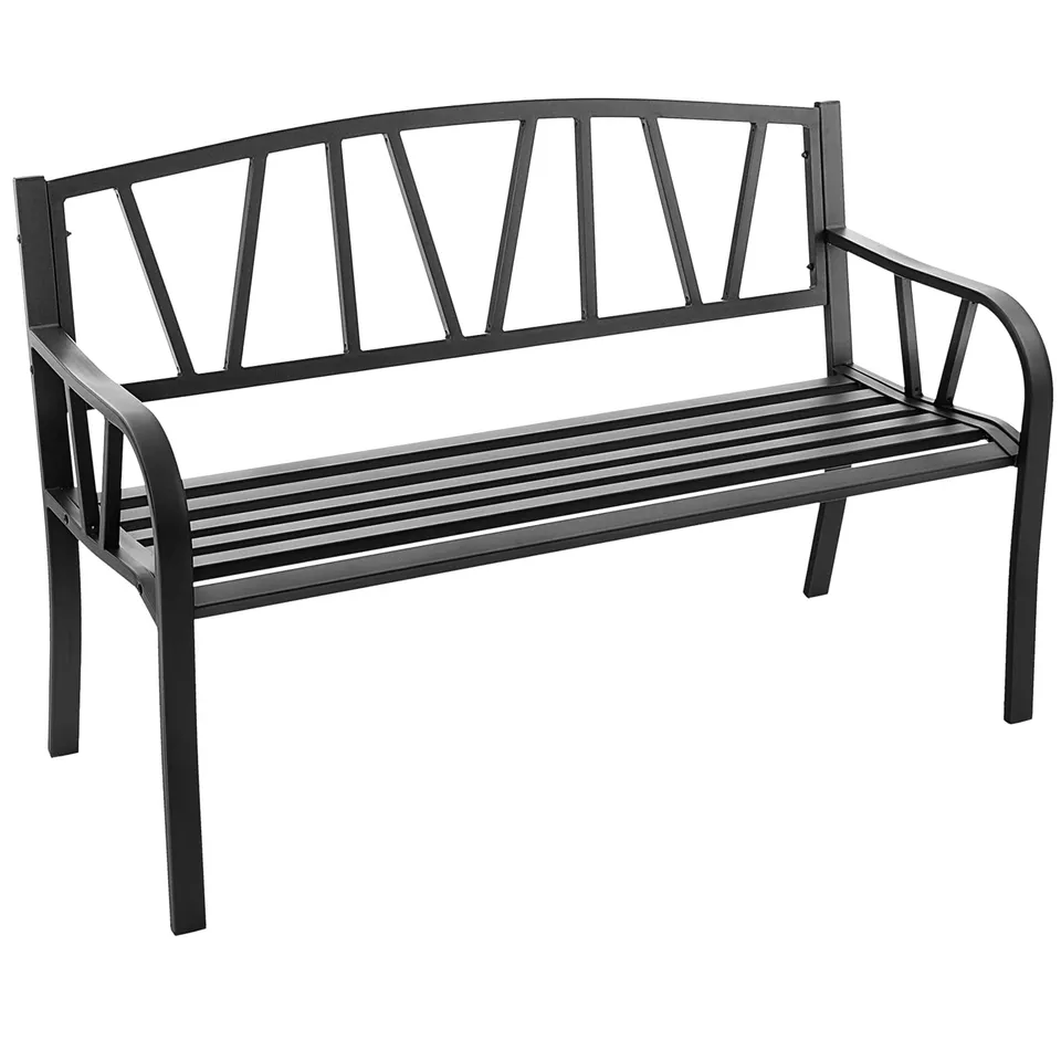 komfotteu-gartenbank-2-sitzer-metall-schwarz-bis-300-kg image 1