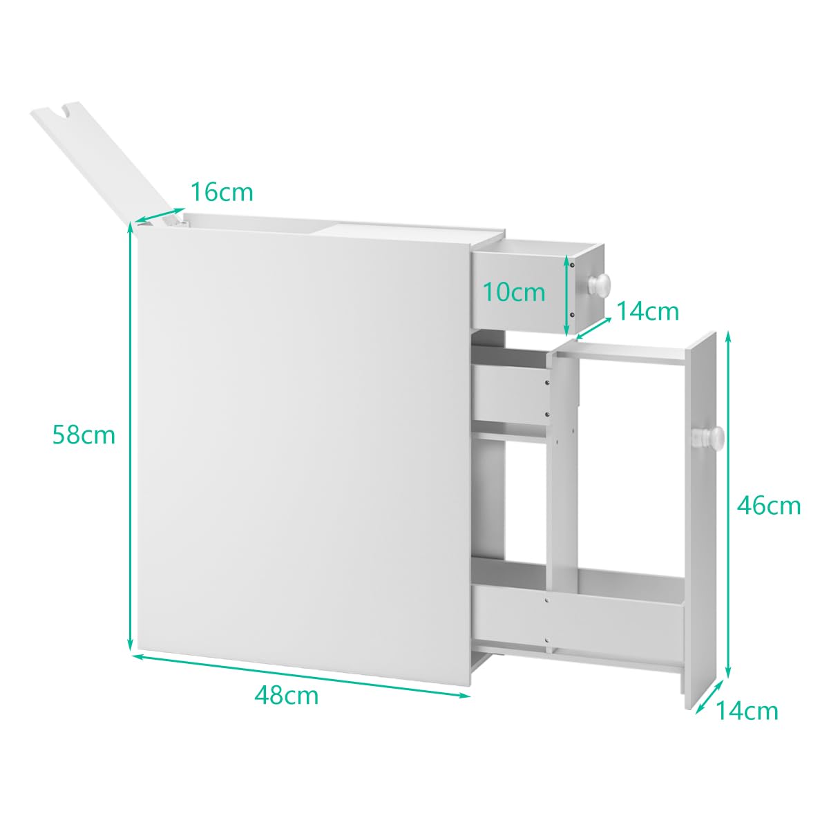 komfotteu-nischenschrank-nischenregal-holz-16x48x58-cm-wei-2-schubladen image 3
