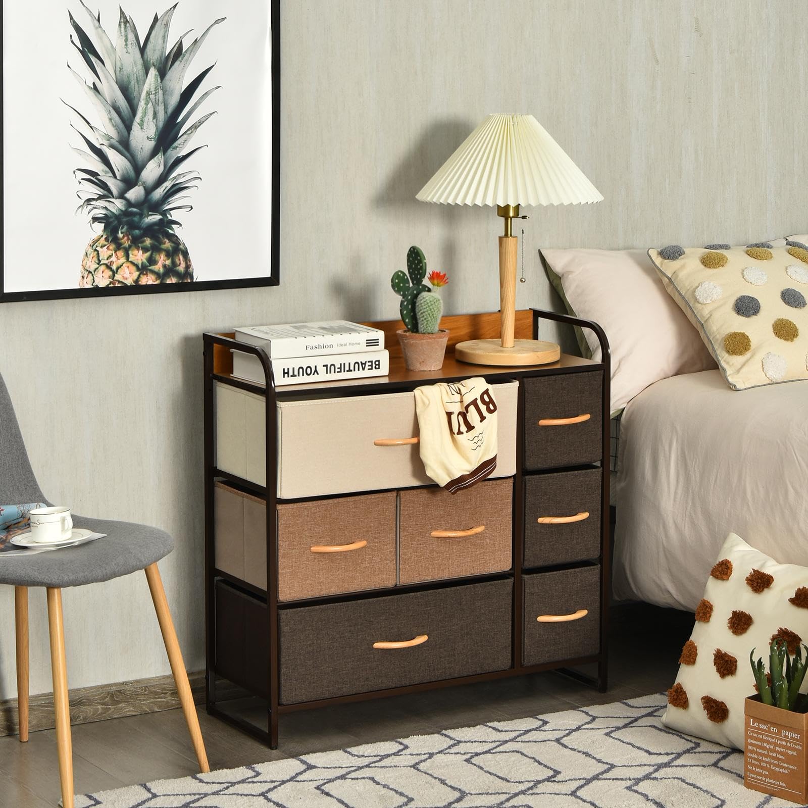 komfotteu-kommode-mit-7-stoffschubladen-80-x-29-x-79-cm image 2