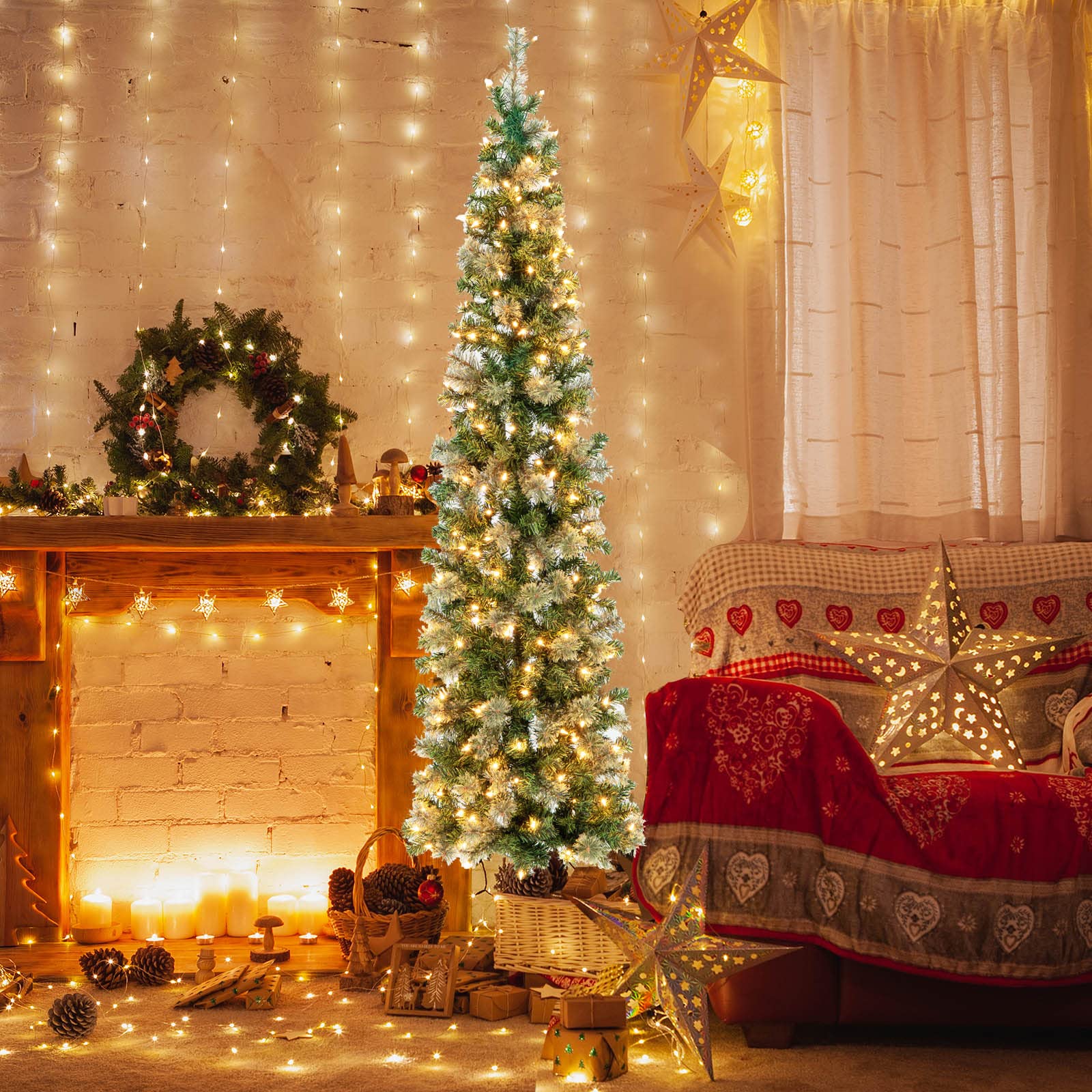 komfotteu-halber-bleistift-weihnachtsbaum-210-cm-mit-150-leds image 2