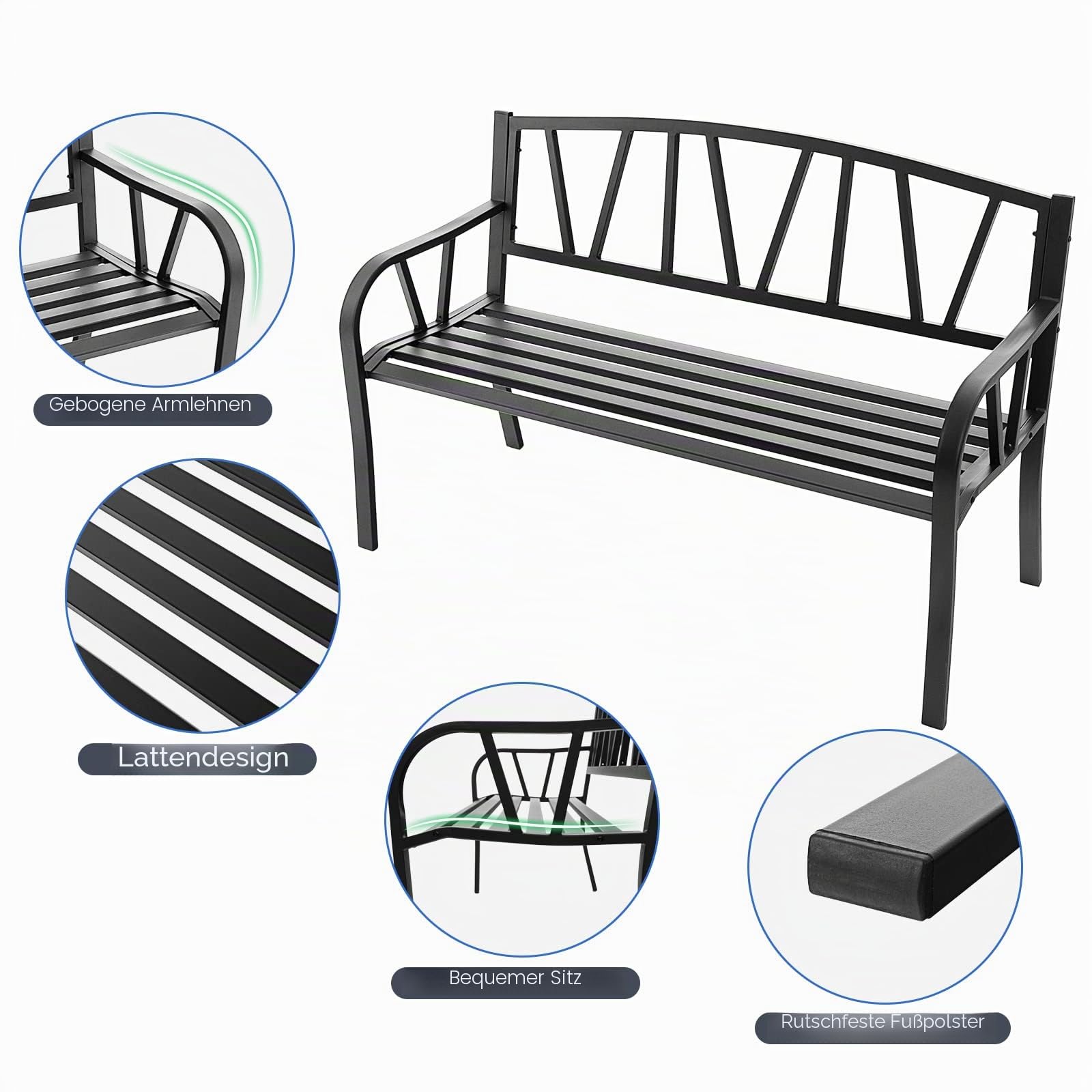 komfotteu-gartenbank-2-sitzer-metall-schwarz-bis-300-kg image 4