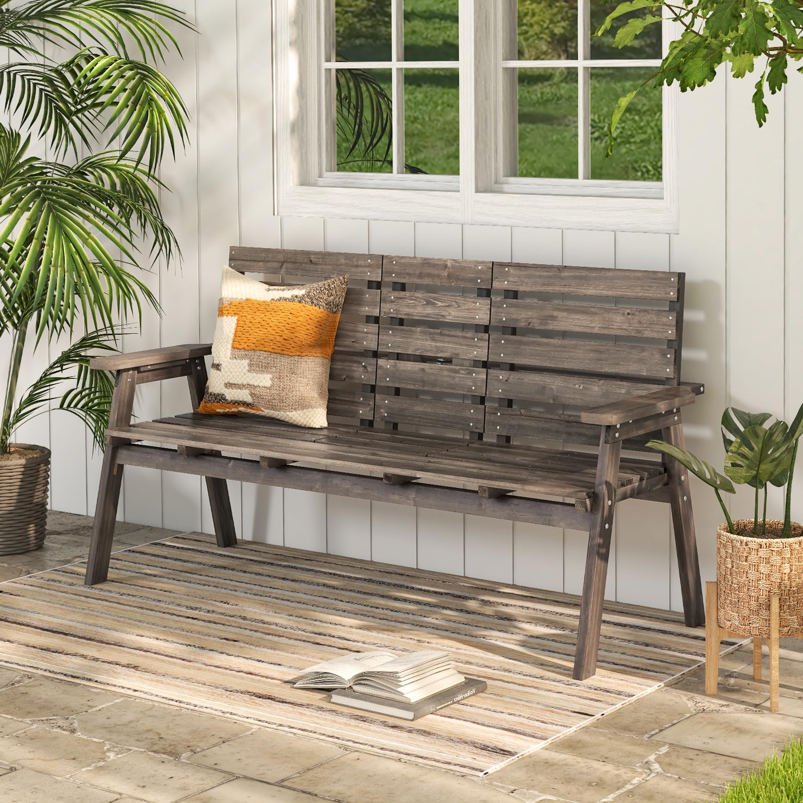 komfotteu-gartenbank-aus-tannenholz-mit-klapptisch-kaffee image 7