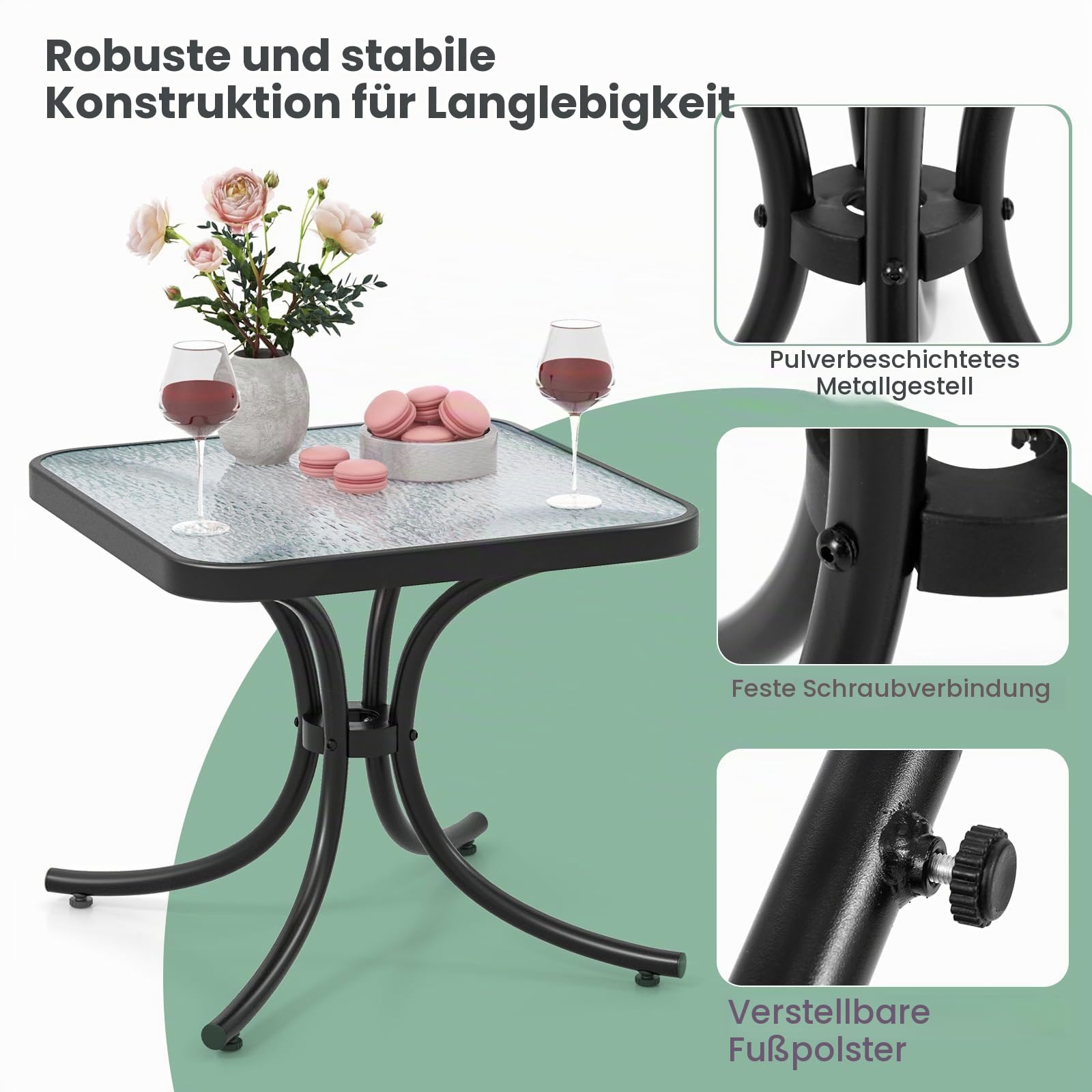 komfotteu-gartentisch-beistelltisch-glas-50x50x45-cm-metall-wetterfest image 5