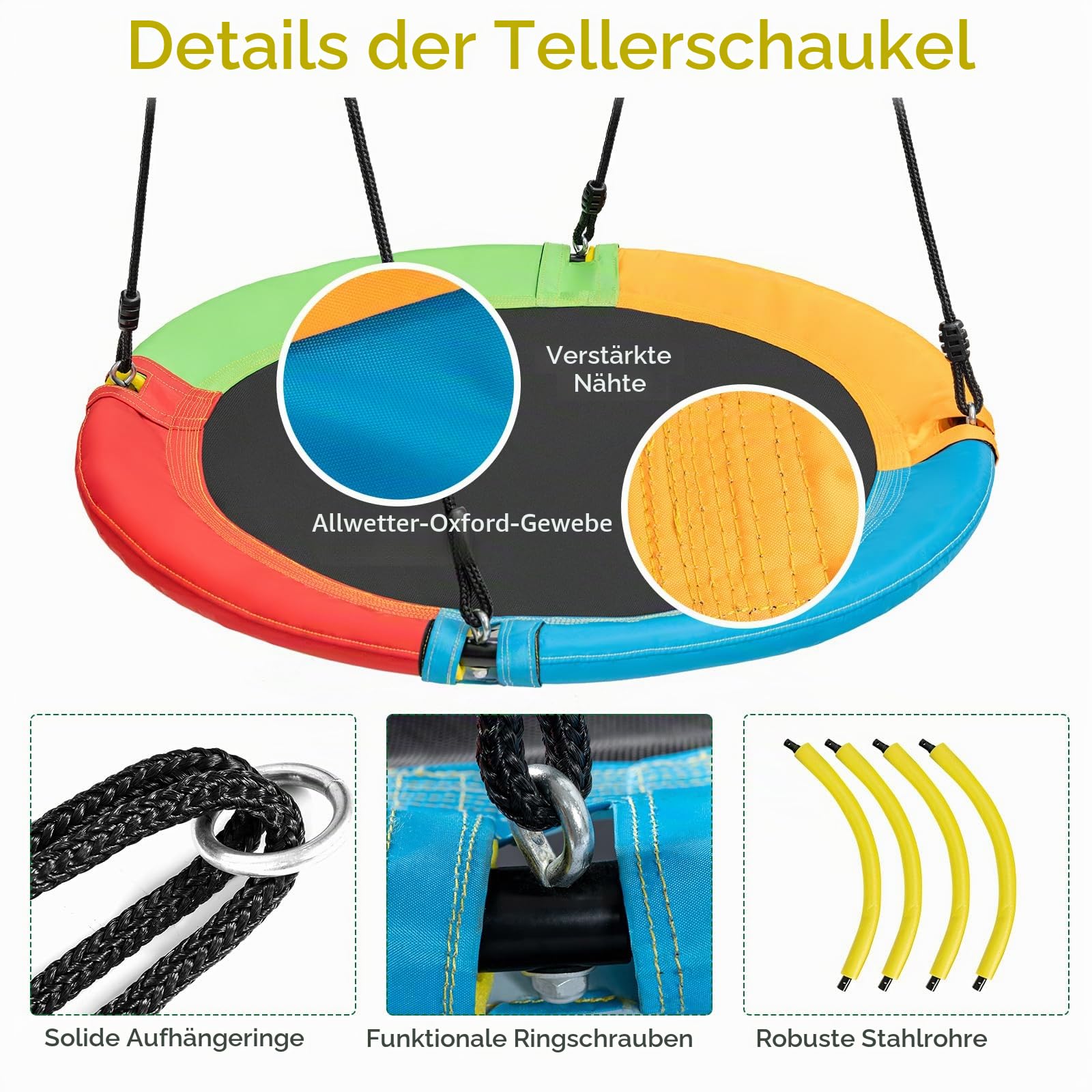 komfotteu-doppelschaukel-mit-metallgestell-kinderschaukel-nestschaukel-blau-gelb image 4