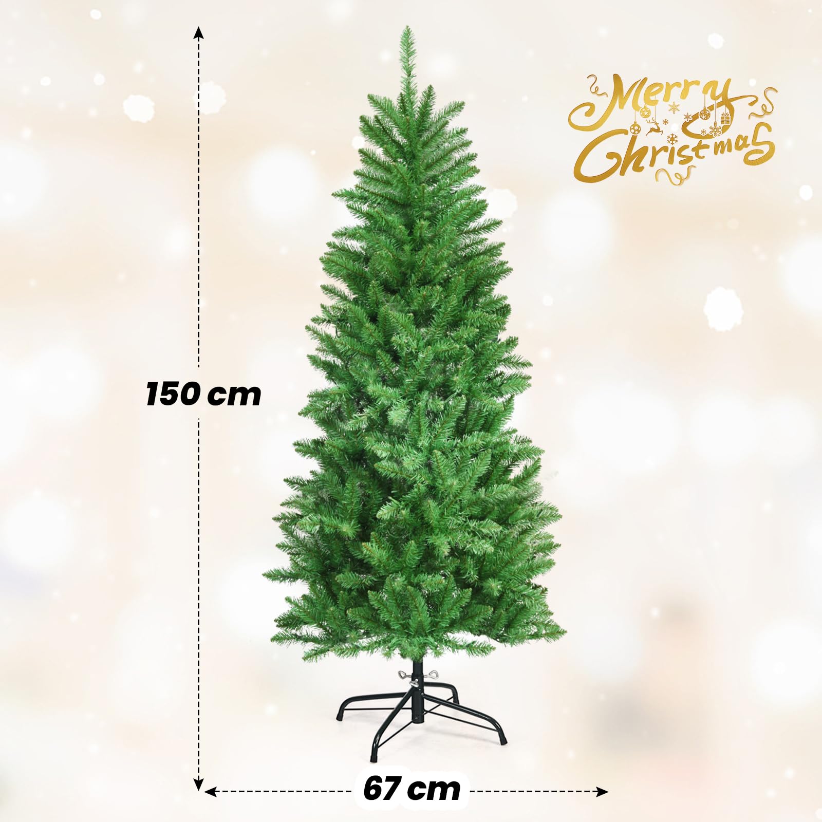 komfotteu-k-nstlicher-weihnachtsbaum-mit-led-150-cm-und-metallst-nder image 6
