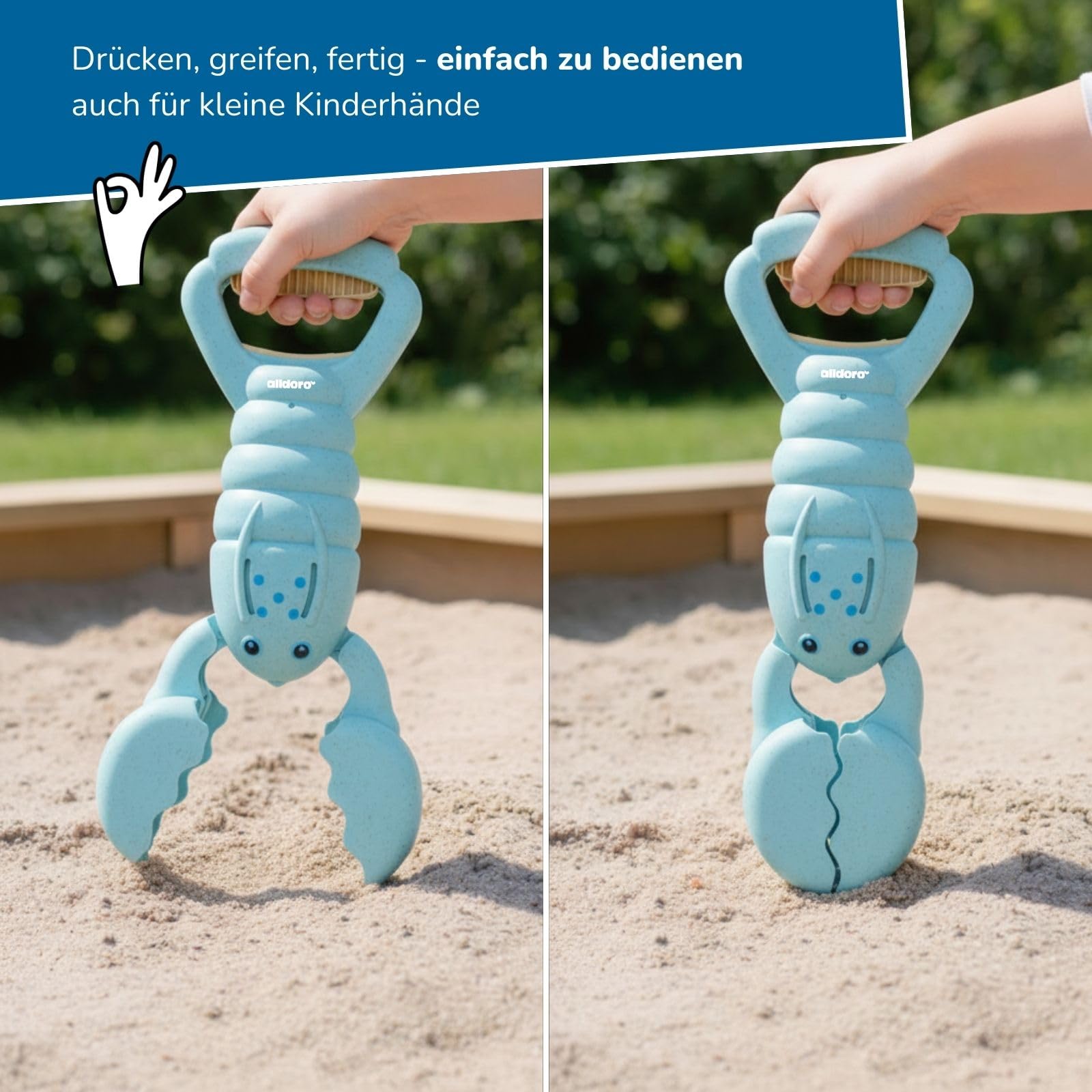alldoro-sandgreifer-hummer-hellblau-34cm-sandkasten-schaufel image 6