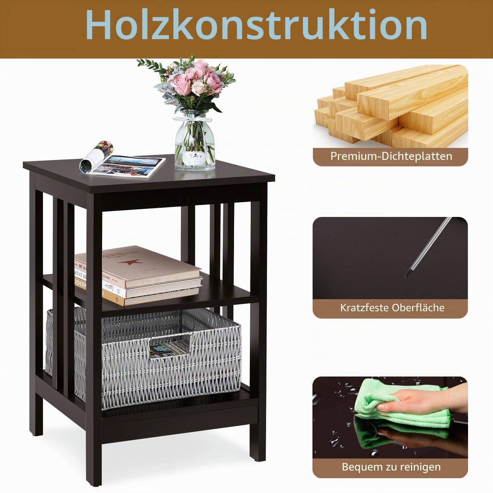 komfotteu-nachttisch-3-ebenen-braun-2er-set-40x40x61-cm image 4