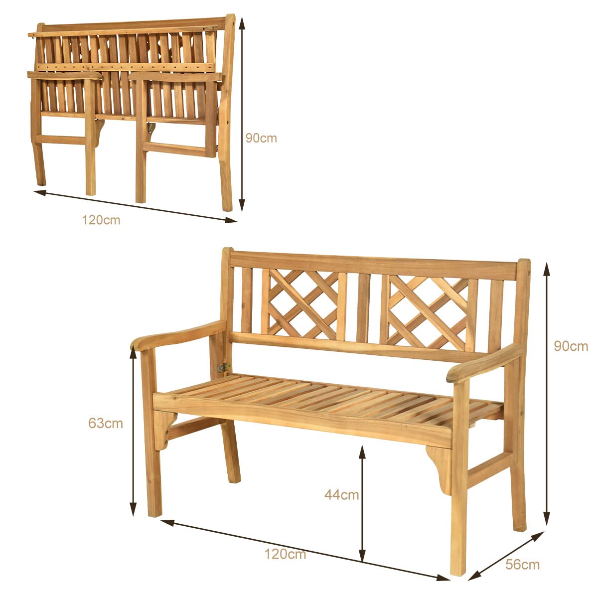 komfotteu-klappbank-2-sitzer-akazienholz-natur-120-cm image 3