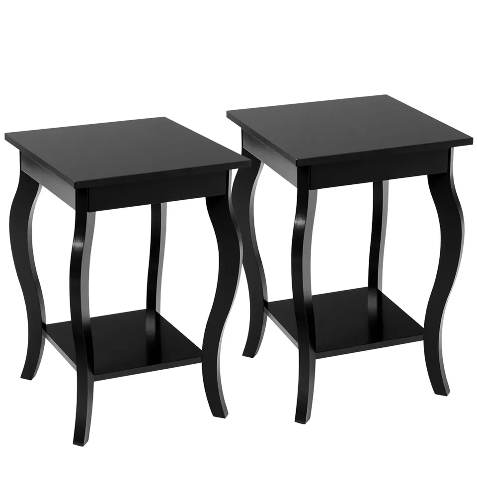 komfotteu-nachttisch-holz-beistelltisch-40x40x60cm-2er-schwarz image 1