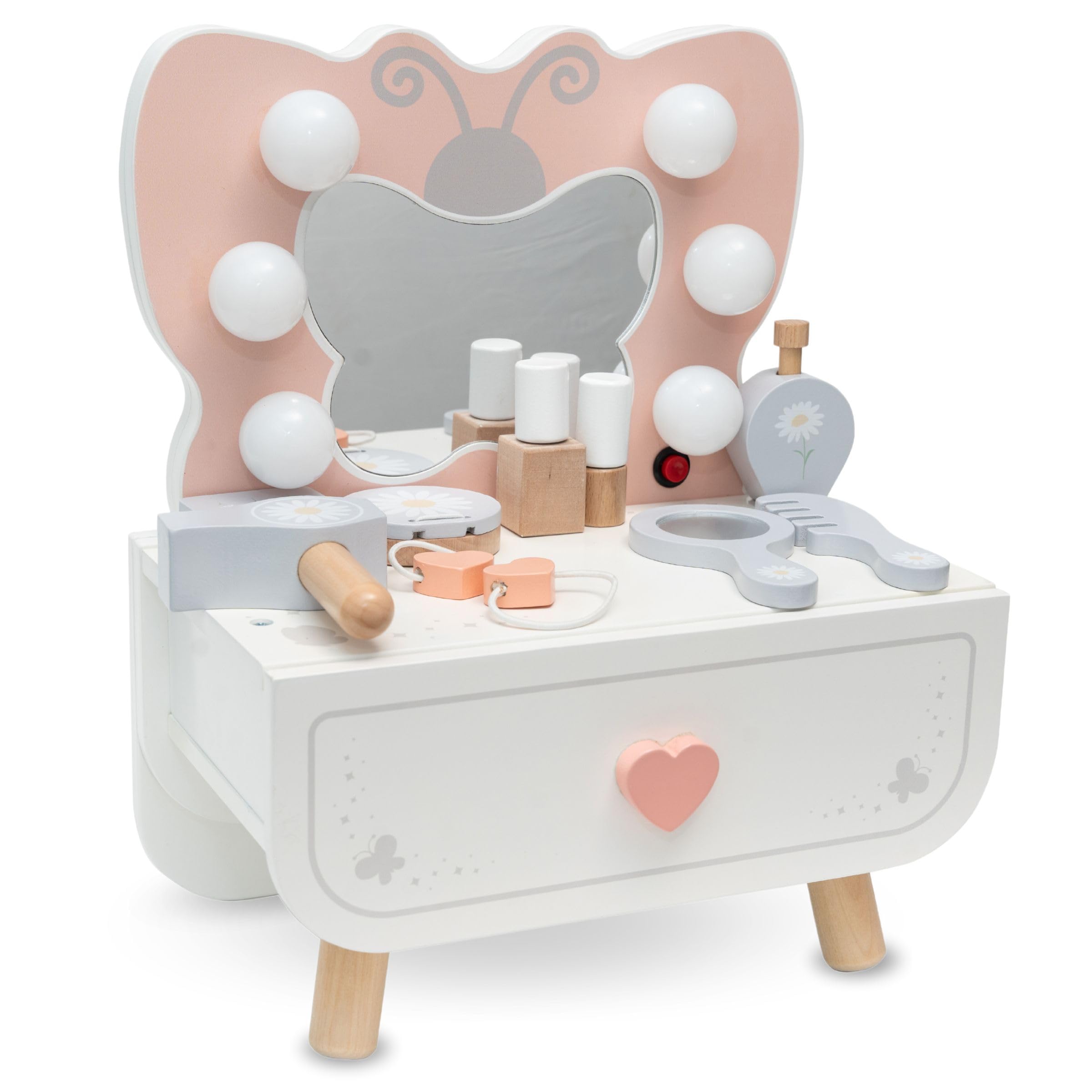 mamabrum-holz-mini-schminktisch-f-r-kinder-3-mit-led-schmetterling-spiegel image 6