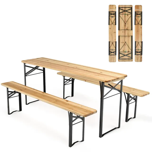 komfotteu-bierzeltgarnitur-klappbar-176x46x76-cm-biertisch-2-bierb-nke-holz image 1