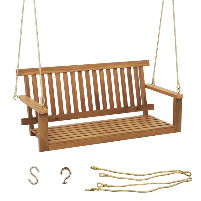 komfotteu-2-sitzer-h-ngebank-aus-akazienholz-130-x-63-x-57-cm-hollywoodschaukel- image 1