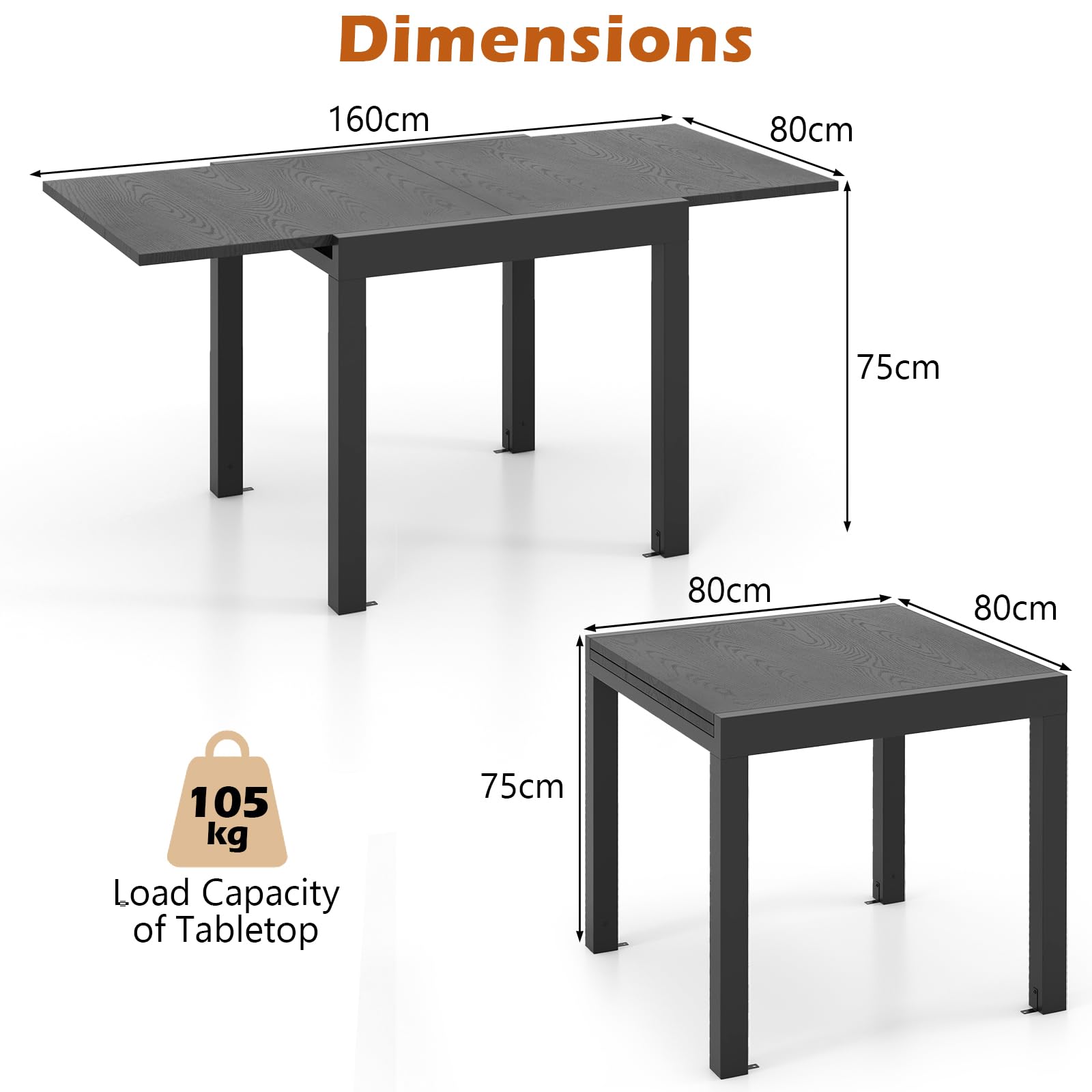 komfotteu-gartentisch-ausziehbar-80-160-cm-aluminium-esstisch-f-r-4-6-personen-g image 3