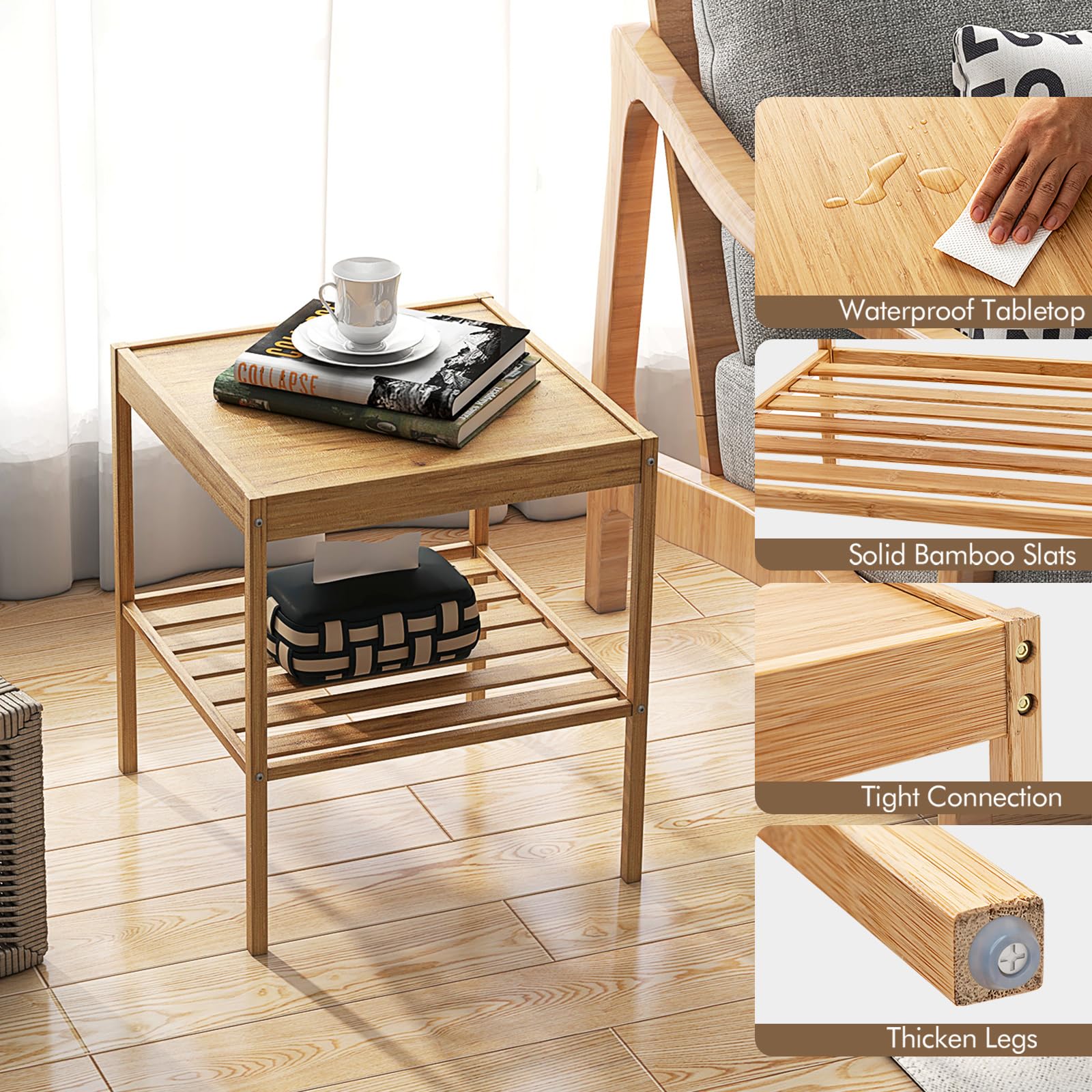 komfotteu-beistelltisch-aus-bambus-40x40x45-cm-mit-ablage-2er-set-natur image 5