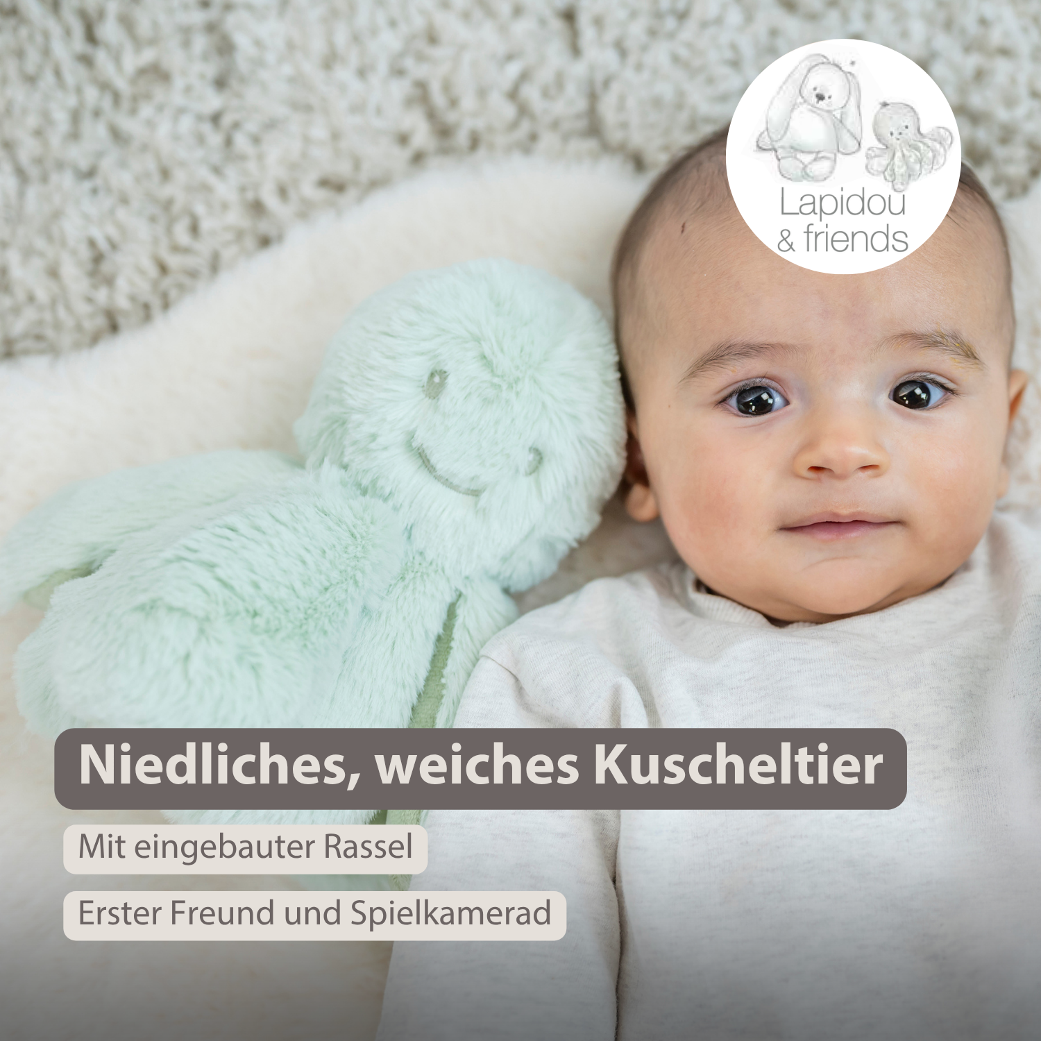 nattou-lapidou-doudou-kuschel-oktopus-rassel-25-cm-lindengr-n image 2