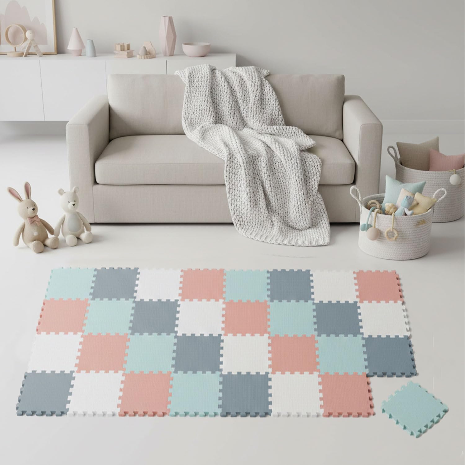 littletom-spielmatte-baby-puzzlematte-pastell-36-teilig-180-x-180-cm-eva-30-x-30 image 1