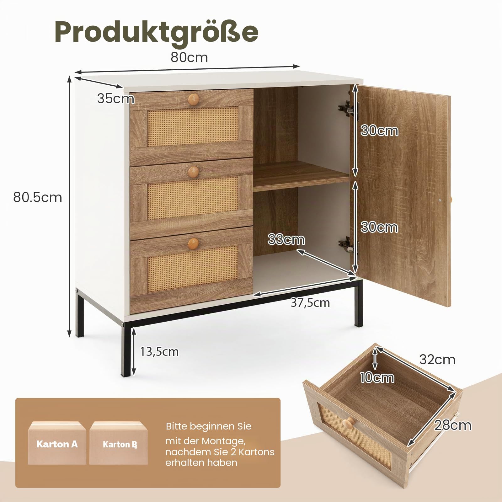 komfotteu-sideboard-rattan-80x35x80-5-cm-mit-schubladen image 2