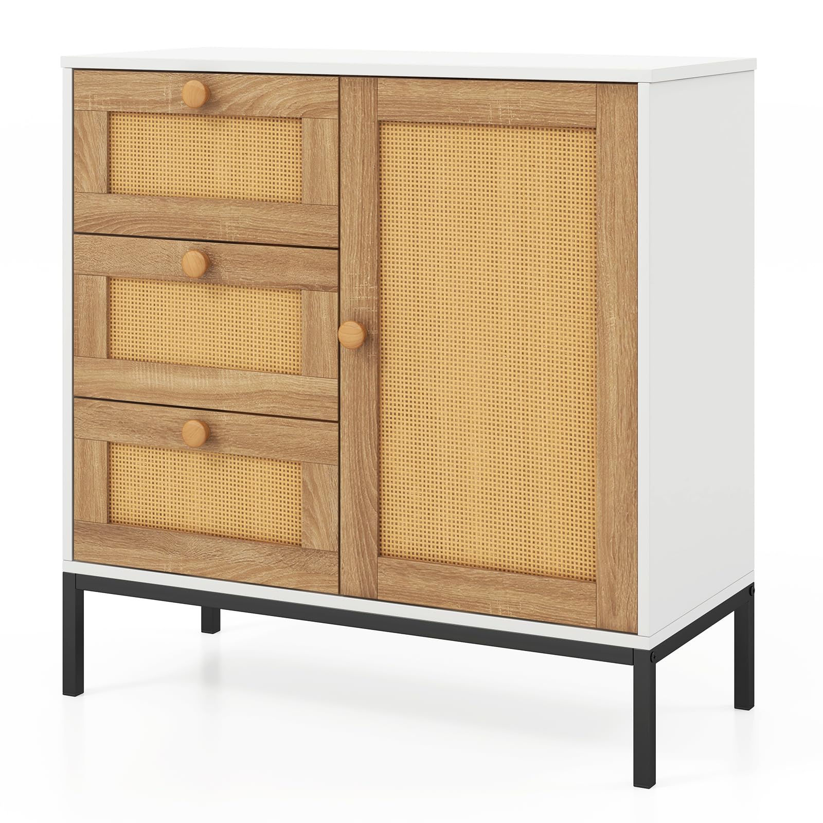 komfotteu-sideboard-rattan-80x35x80-5-cm-mit-schubladen image 3