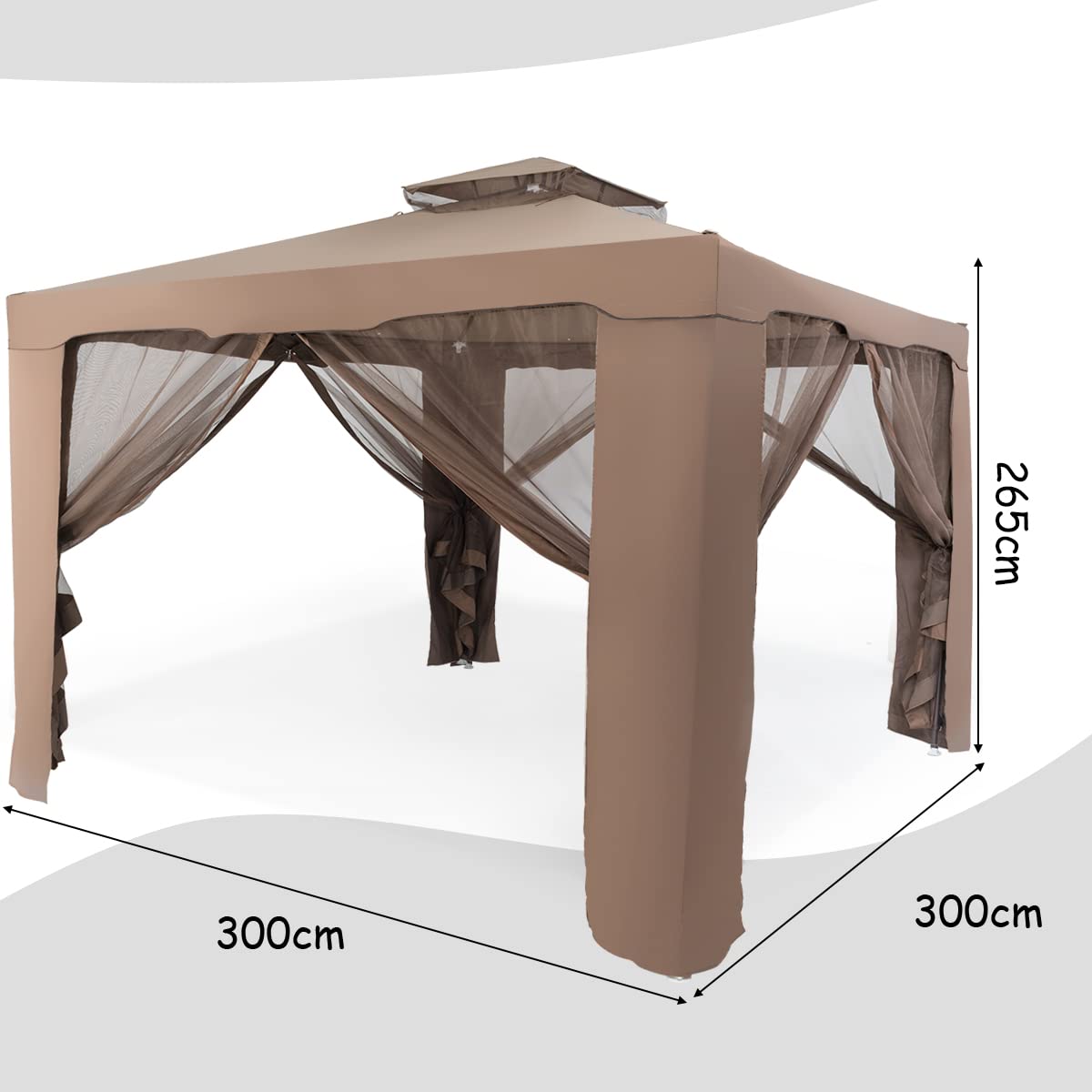 komfotteu-pavillon-3x3m-mit-doppeldach-vorh-ngen-und-moskitonetz-braun image 6
