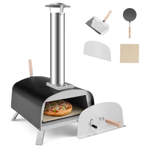 komfotteu-pizzaofen-outdoor-holzofen-edelstahl-mit-pizzastein-und-thermometer image 8