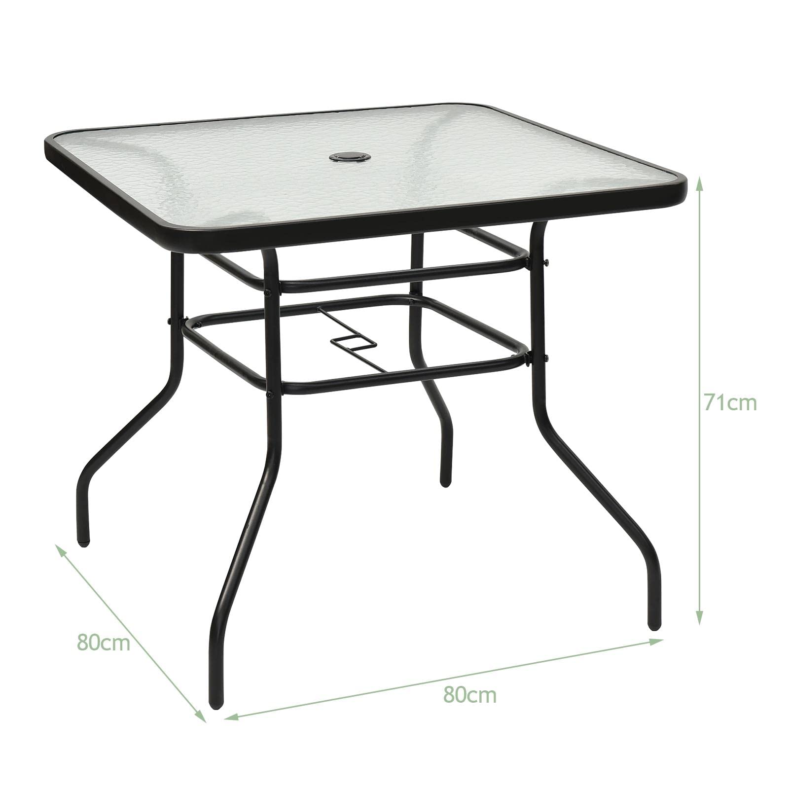 komfotteu-quadratischer-gartentisch-80x80x71-cm-mit-schirmloch-glasplatte-metall image 3