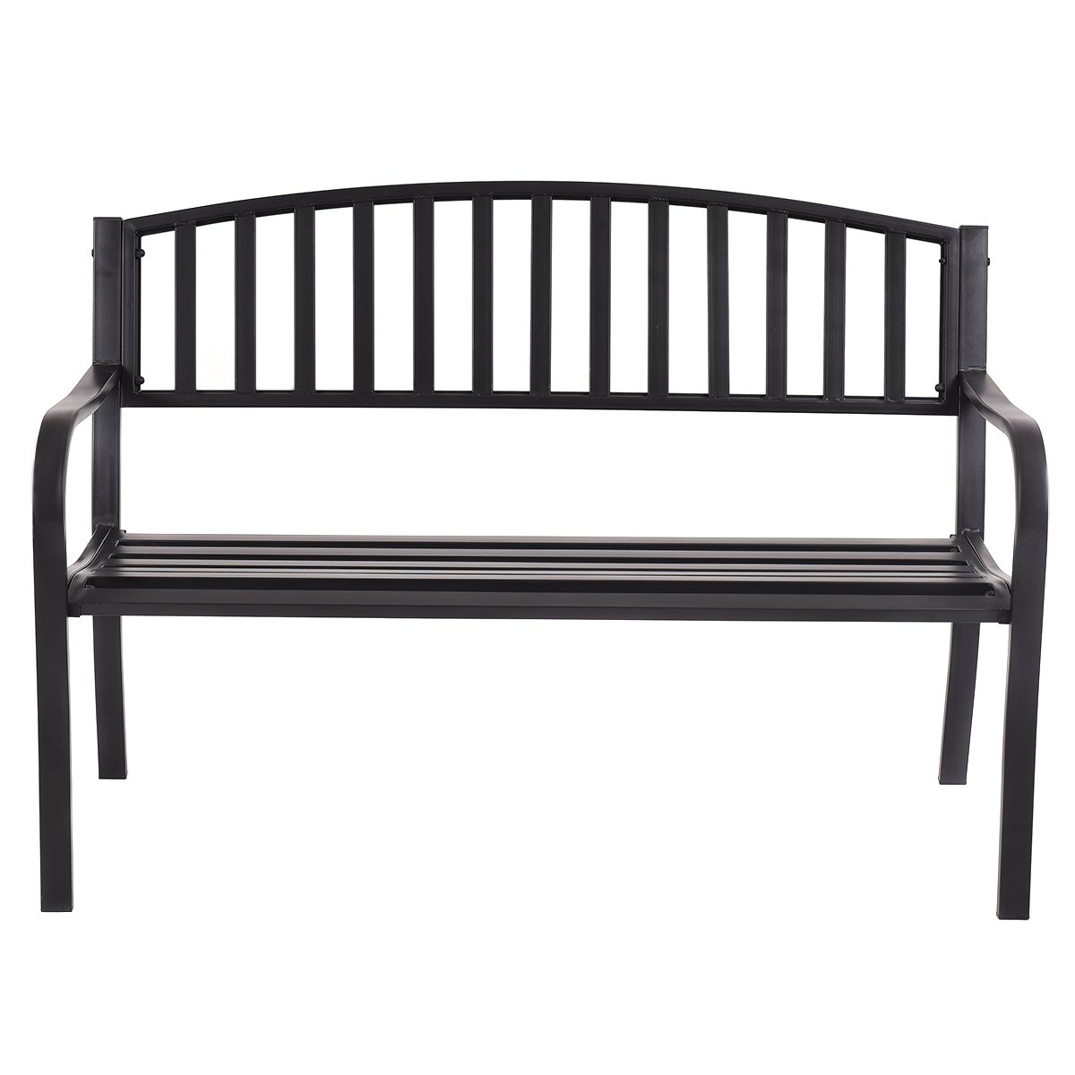 komfotteu-2-sitzer-stahlbank-mit-r-ckenlehne-127-x-60-x-87-cm-schwarz image 7